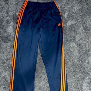 Adidas Mens Sweatpants- Navy blue with bright orange side stripe